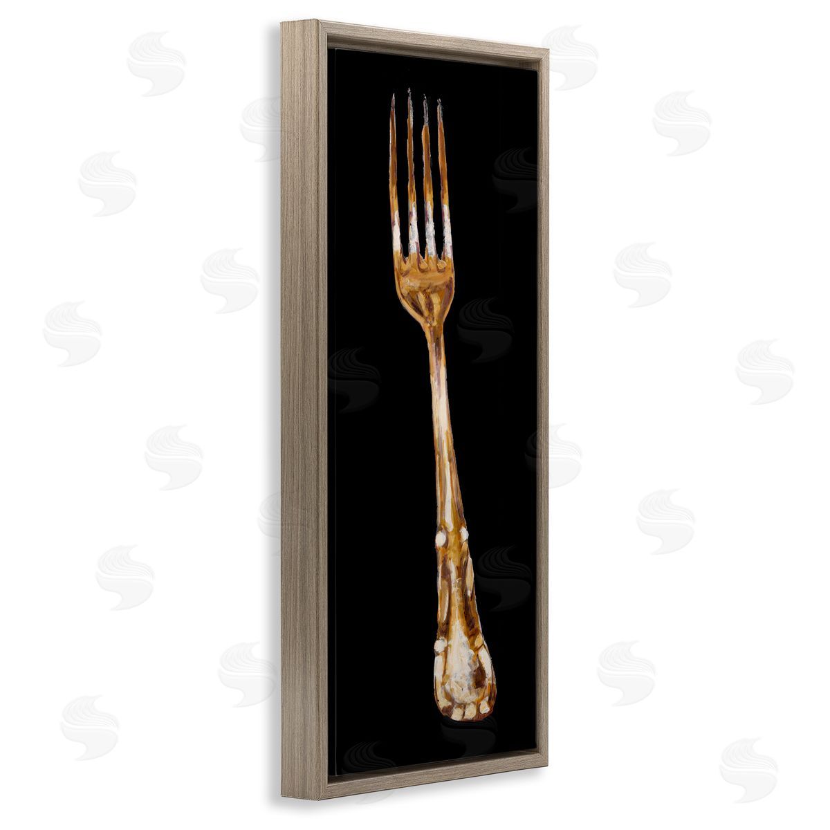 Adolf Llovea Kitchen Fork Silverware Cutlery Painting Black Background
