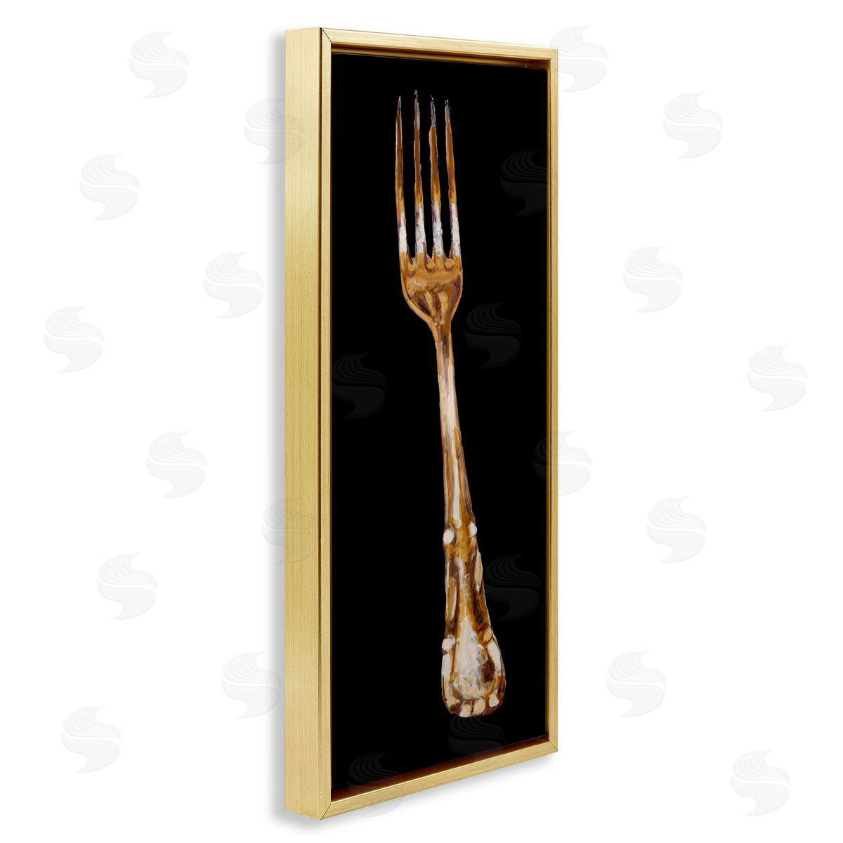 Adolf Llovea Kitchen Fork Silverware Cutlery Painting Black Background