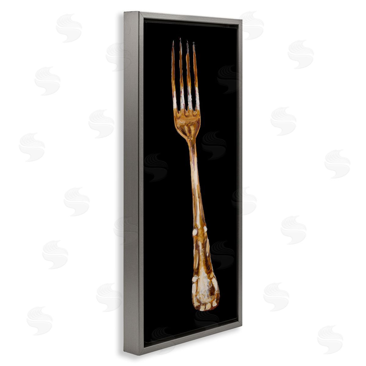 Adolf Llovea Kitchen Fork Silverware Cutlery Painting Black Background