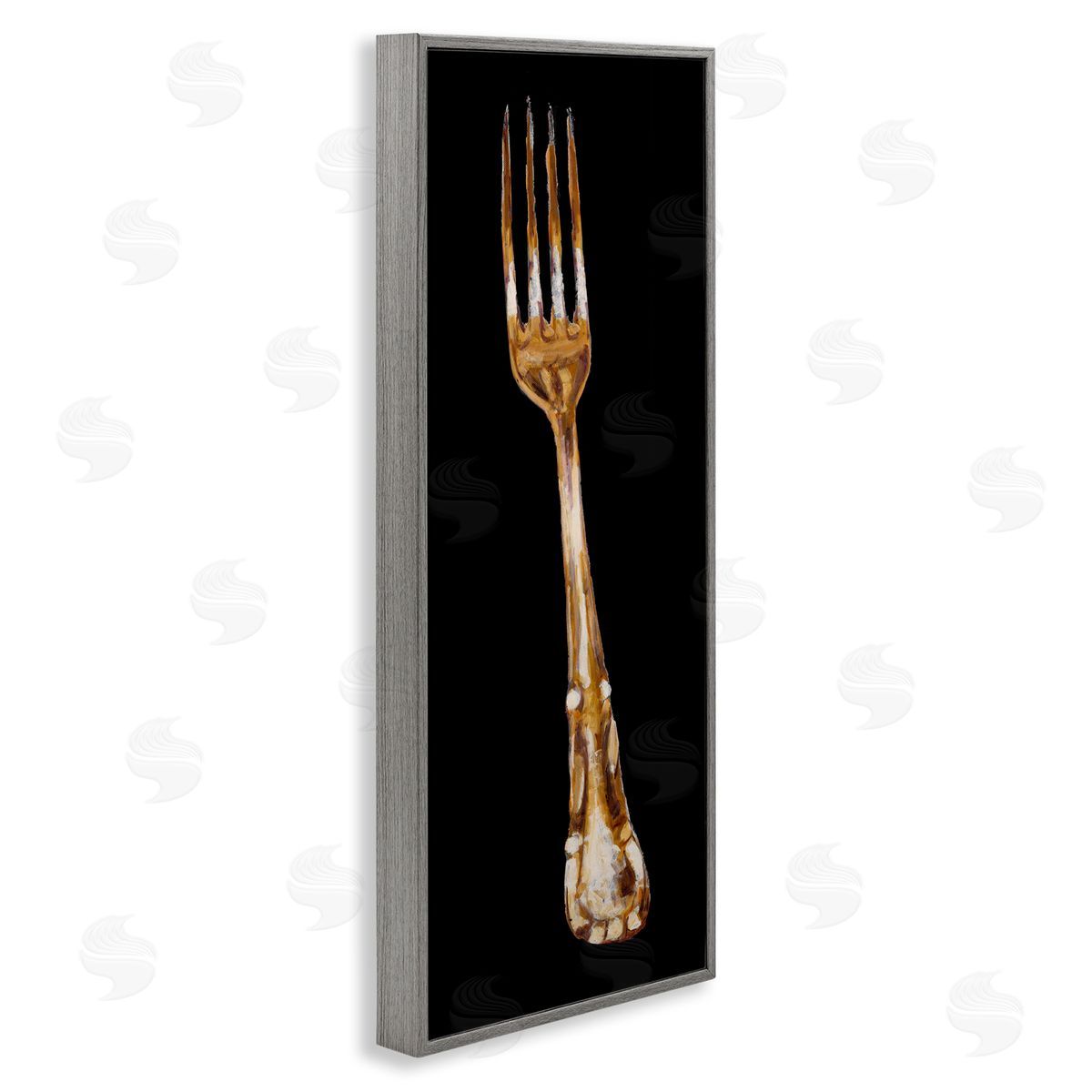 Adolf Llovea Kitchen Fork Silverware Cutlery Painting Black Background