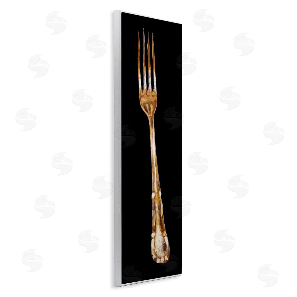Adolf Llovea Kitchen Fork Silverware Cutlery Painting Black Background