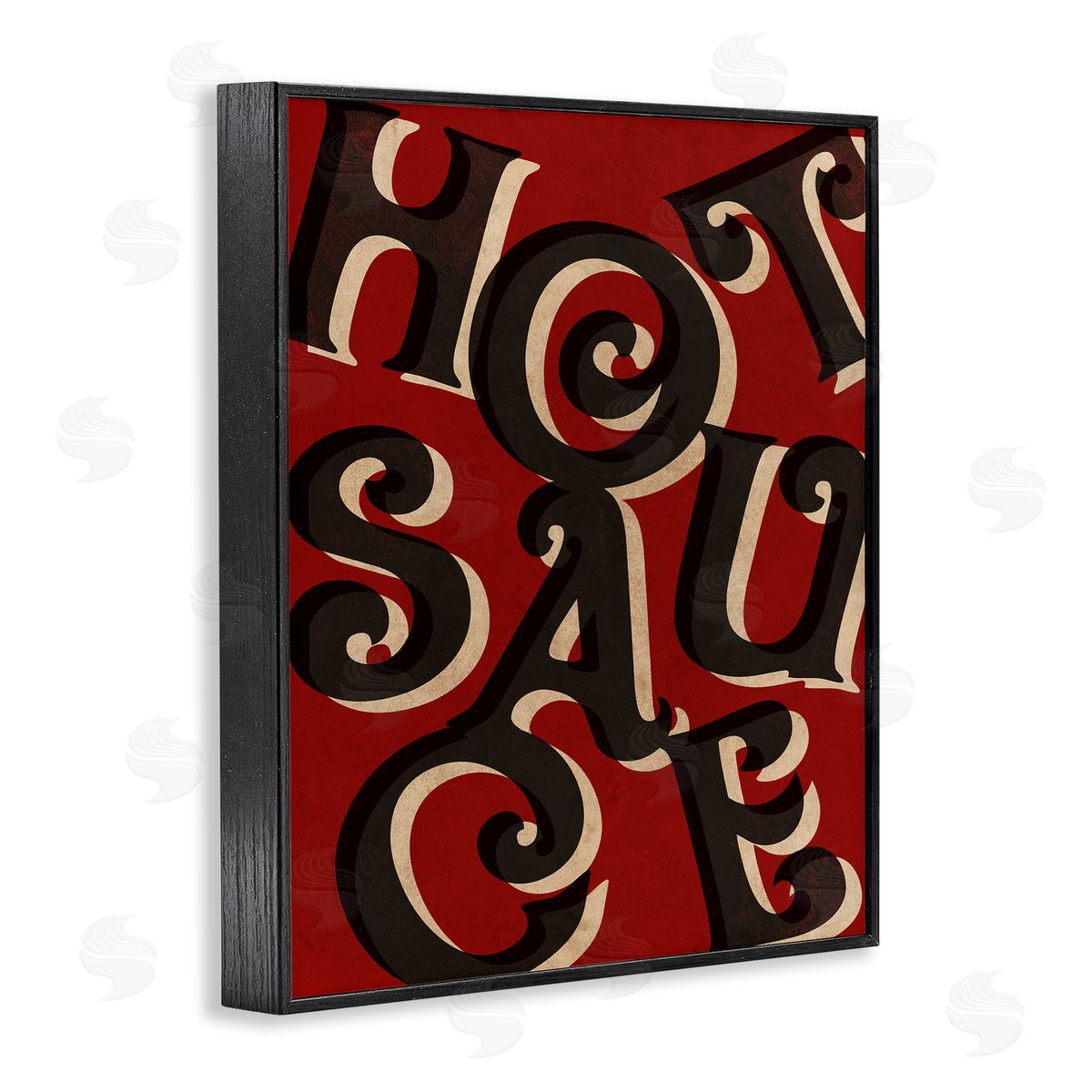 Stupell Studio Hot Sauce Curled Letters Whimsical Typography Sign  Black Framed Giclee Wall Art Print