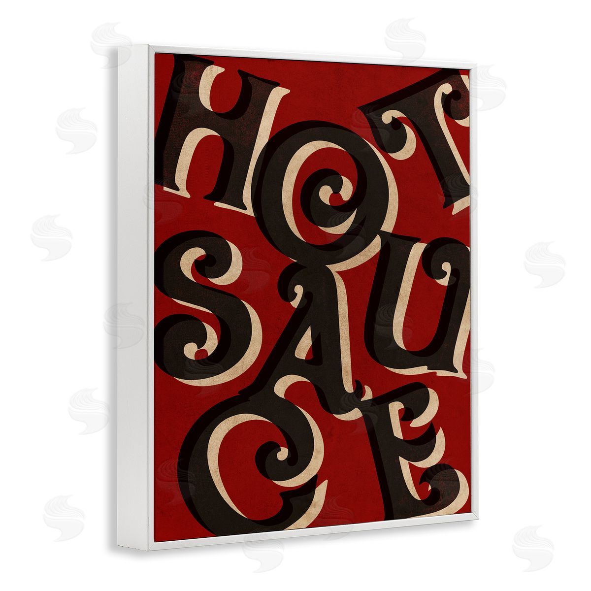 Stupell Studio Hot Sauce Curled Letters Whimsical Typography Sign  White Framed Giclee Wall Art Print