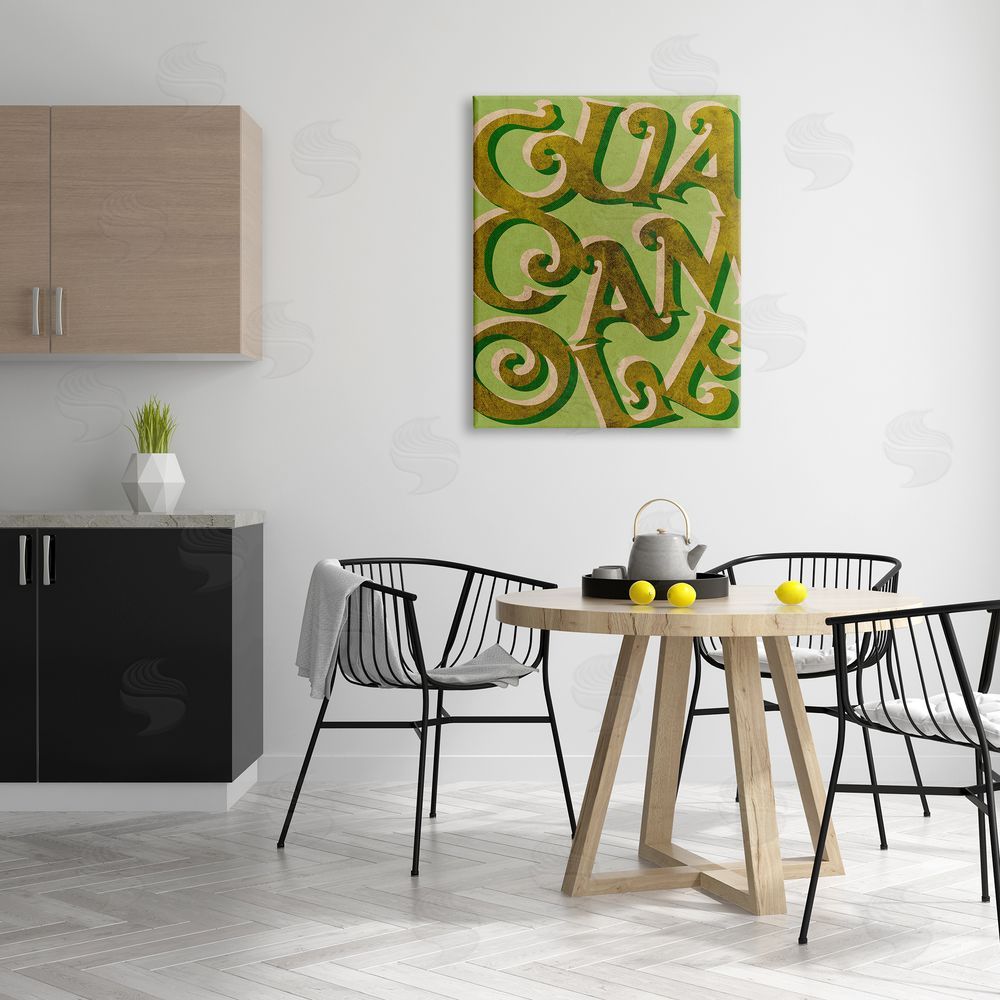 Stupell Studio Whimsical Guacamole Typography Layered Lettering Kitchen Sign Canvas Wall Art Print in Room
