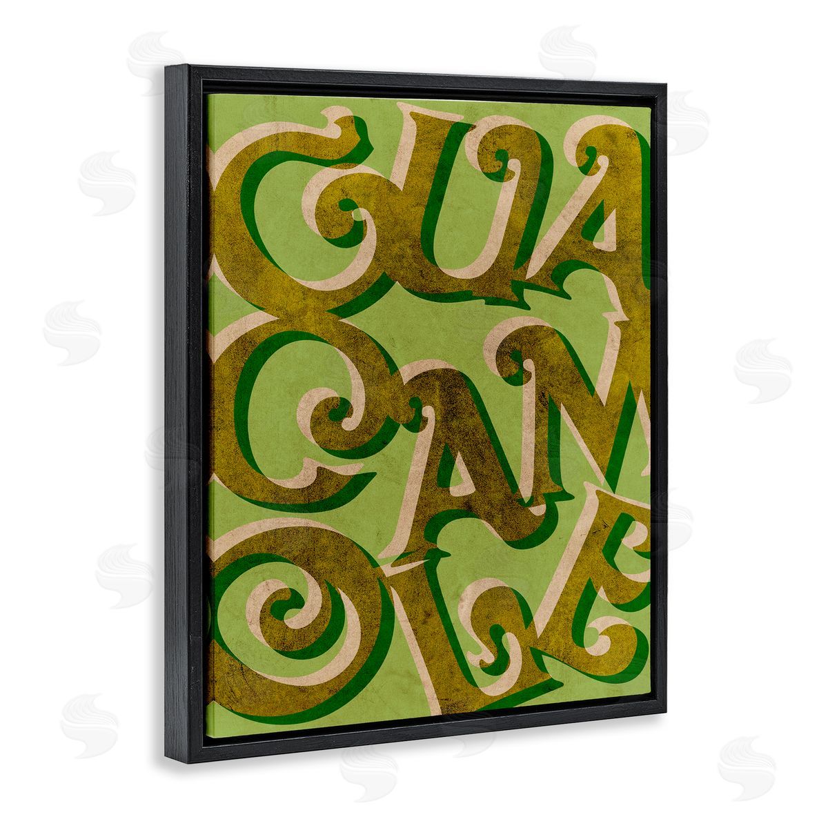Stupell Studio Whimsical Guacamole Typography Layered Lettering Kitchen Sign Black Floating Frame Canvas Wall Art Print