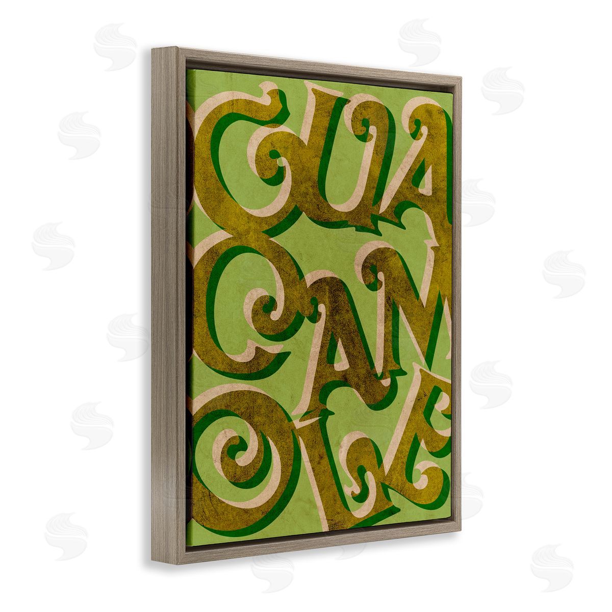 Stupell Studio Whimsical Guacamole Typography Layered Lettering Kitchen Sign Brown Floating Frame Canvas Wall Art Print