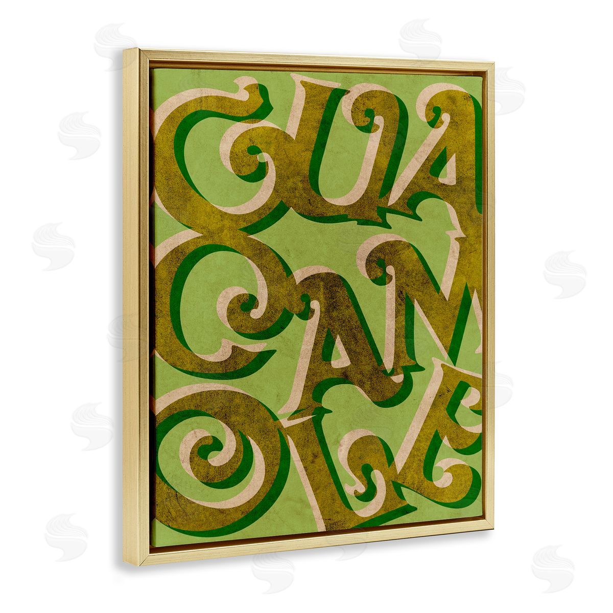 Stupell Studio Whimsical Guacamole Typography Layered Lettering Kitchen Sign Gold Floating Frame Canvas Wall Art Print