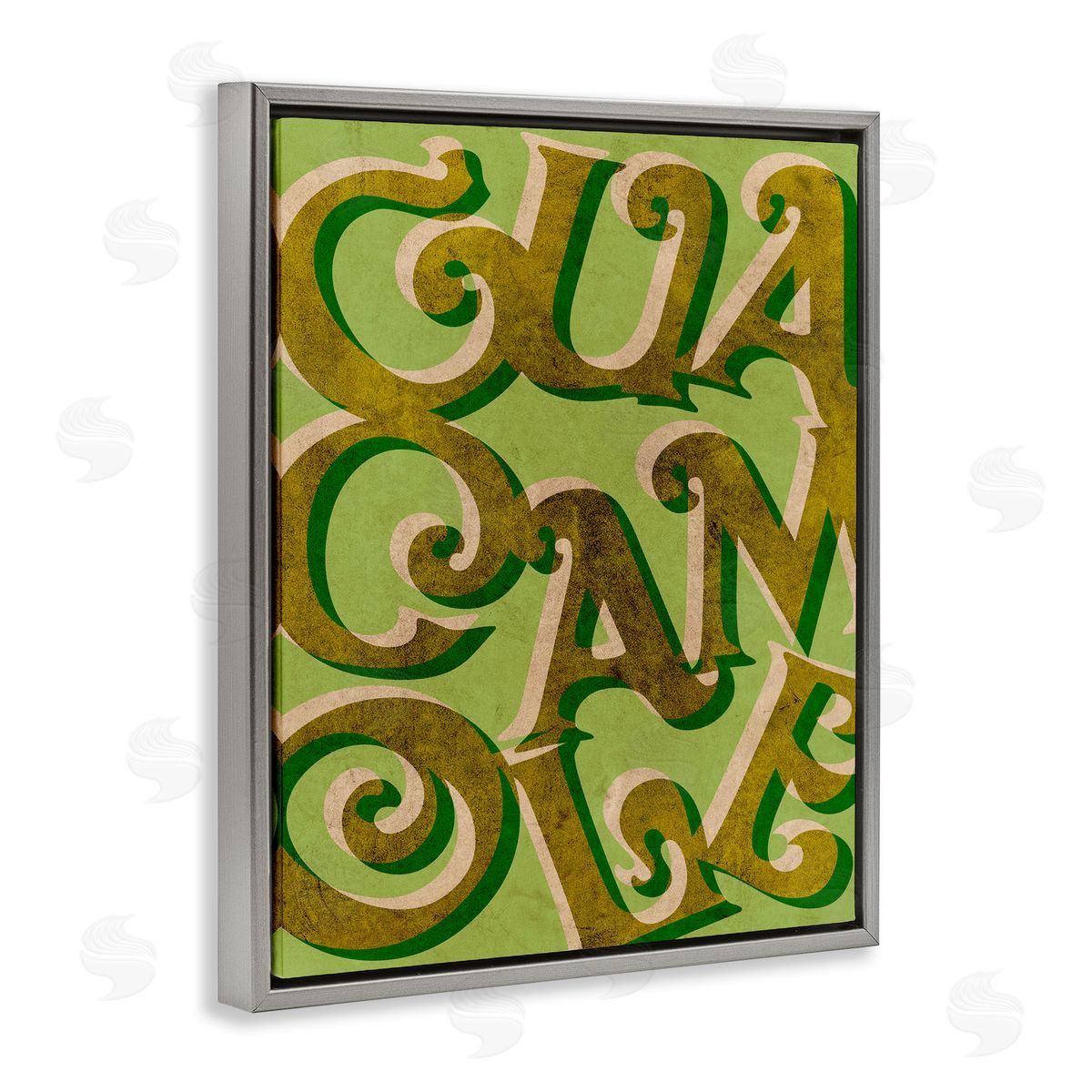 Stupell Studio Whimsical Guacamole Typography Layered Lettering Kitchen Sign Gray Floating Frame Canvas Wall Art Print