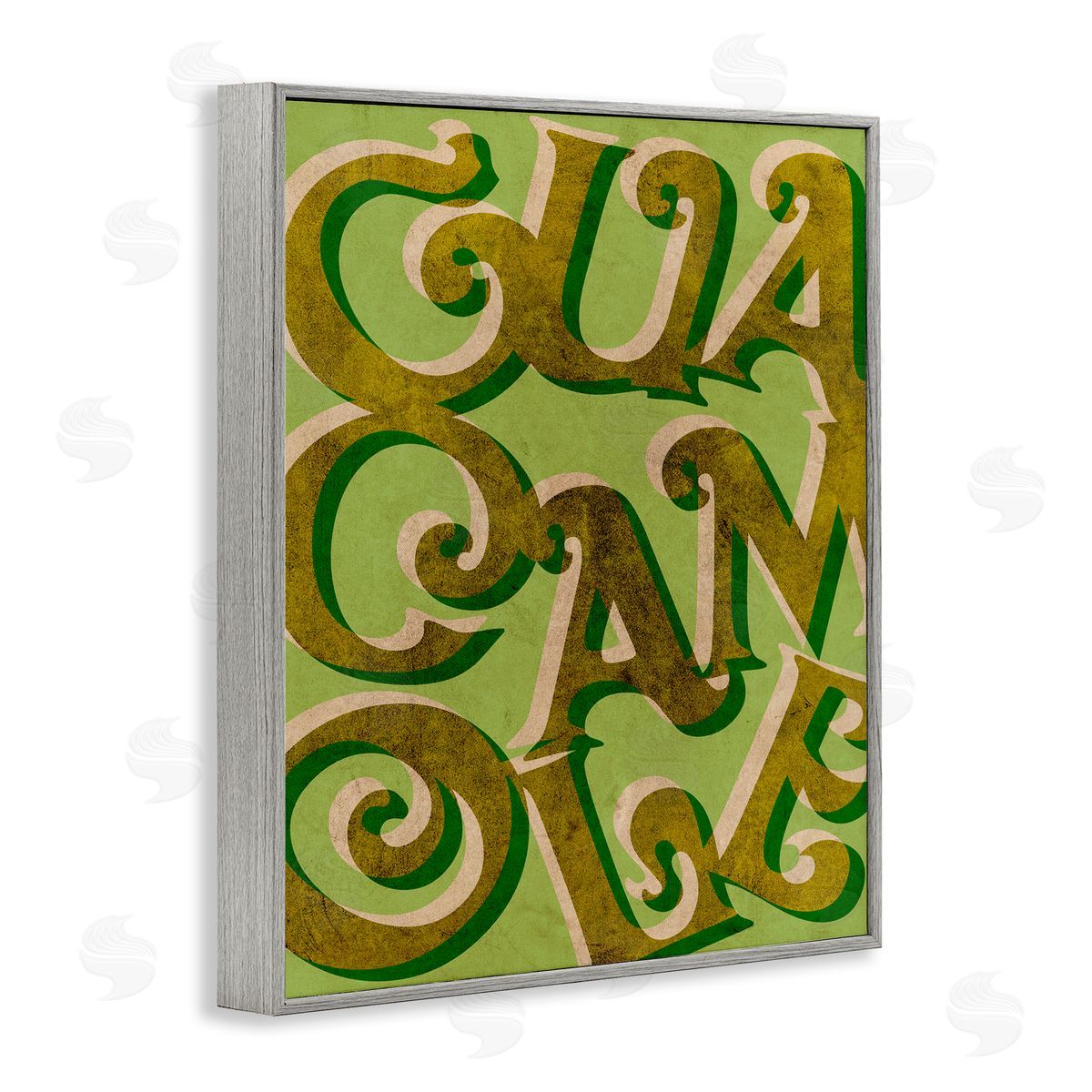 Stupell Studio Whimsical Guacamole Typography Layered Lettering Kitchen Sign Gray Framed Giclee Wall Art Print