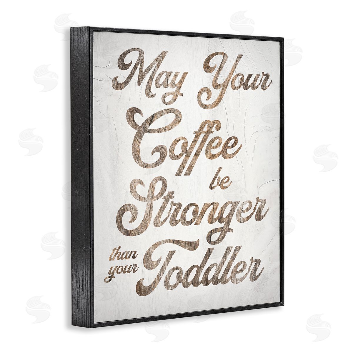 Stupell Studio Strong Coffee Vintage Grain Pattern Kitchen Typography Black Framed Giclee Wall Art Print