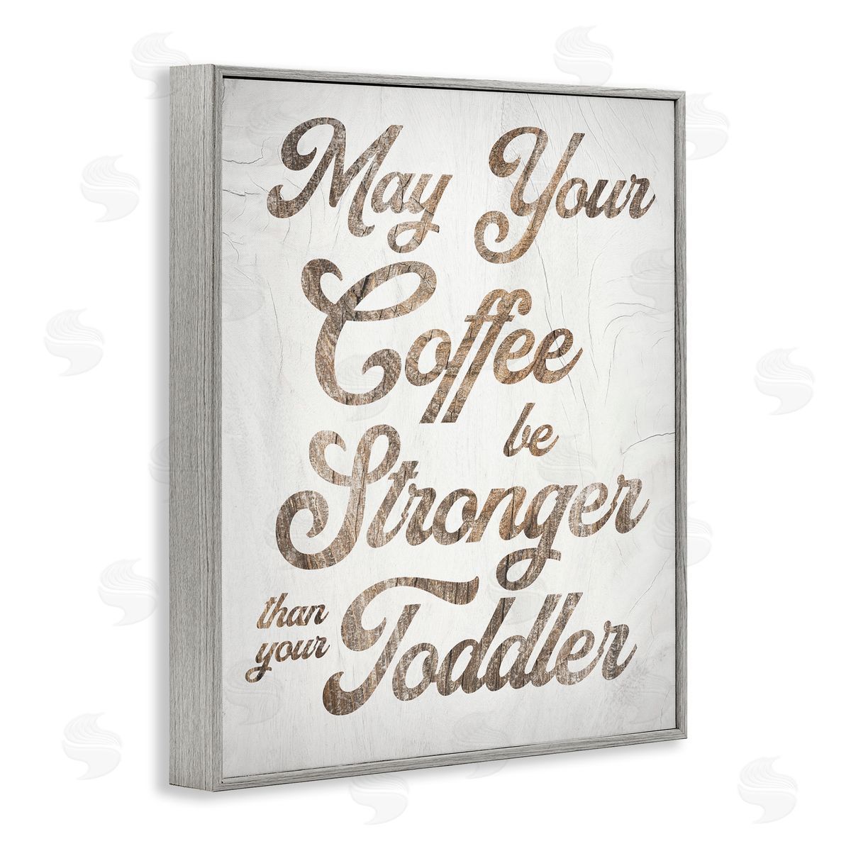 Stupell Studio Strong Coffee Vintage Grain Pattern Kitchen Typography Gray Framed Giclee Wall Art Print