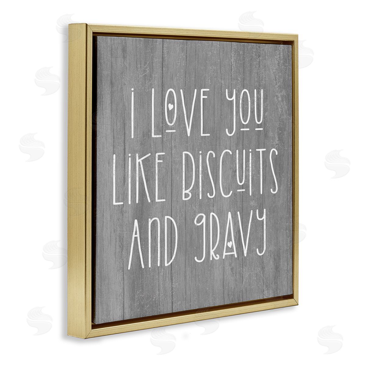 Stupell Studio Biscuits & Gravy Romantic Southern Country Phrase Gold Floating Frame Canvas Wall Art Print