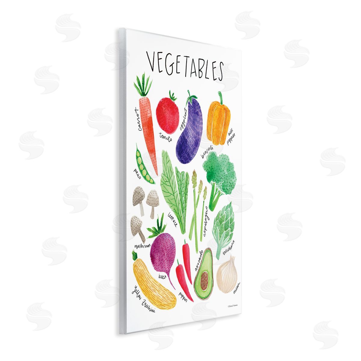 Rachel Nieman Varied Vegetables Plants Labeled Diagram Kitchen Sign Wall Plaque Art Print