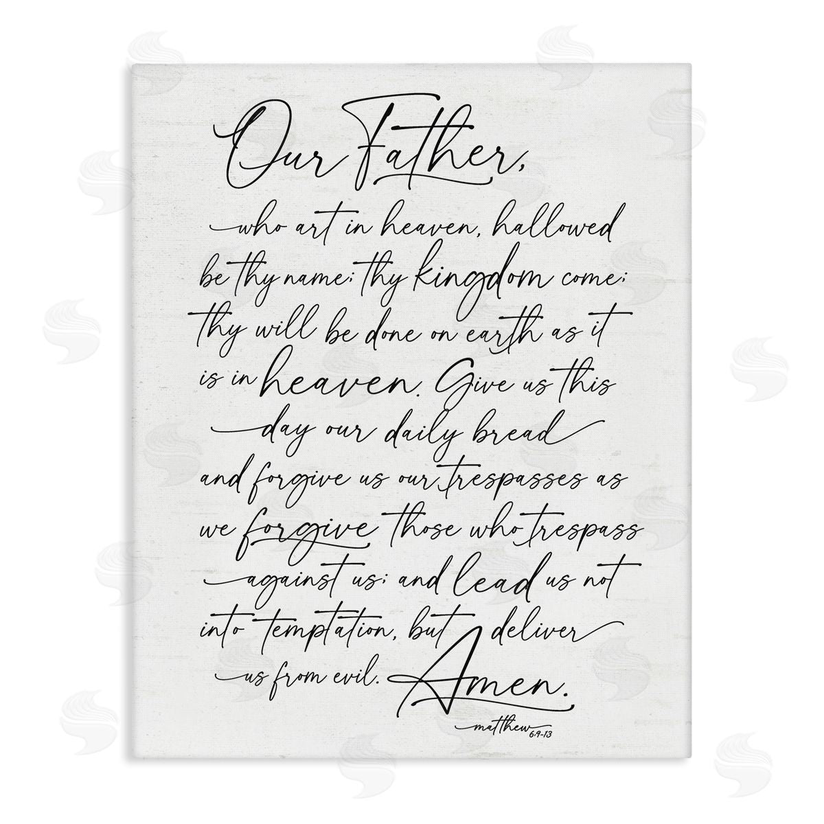 Lettered and Lined Our Father Religious Prayer Reading Spiritual Scripture Stretched Canvas Wall Art Print