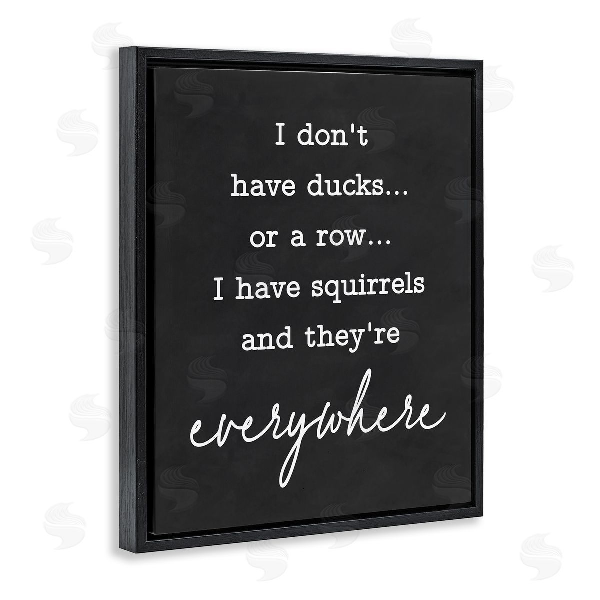 Lettered and Lined Witty Ducks In A Row Phrase Humorous Typography Black Floating Frame Canvas Wall Art Print