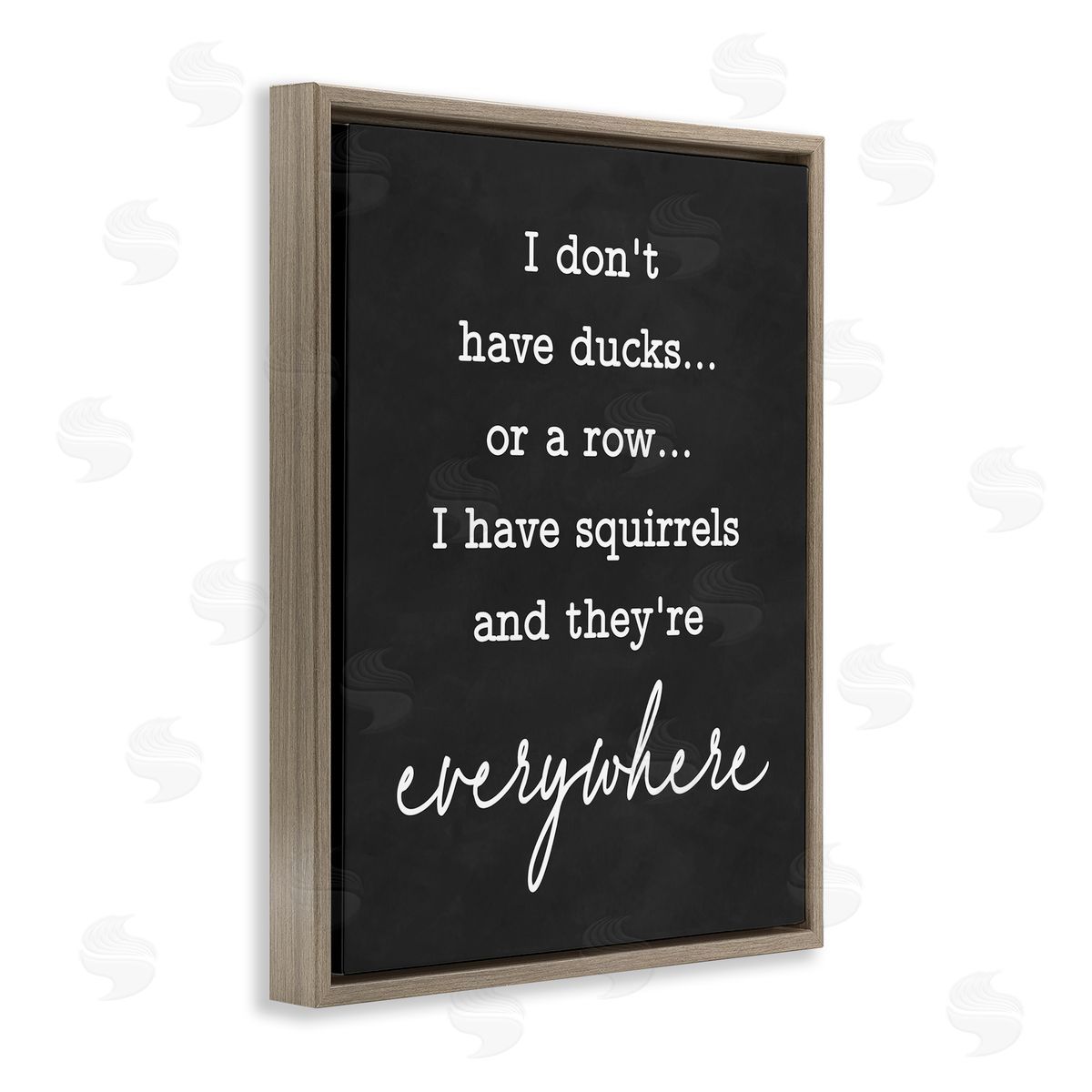 Lettered and Lined Witty Ducks In A Row Phrase Humorous Typography Brown Floating Frame Canvas Wall Art Print