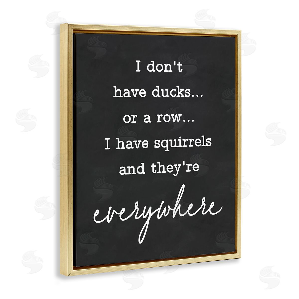 Lettered and Lined Witty Ducks In A Row Phrase Humorous Typography Gold Floating Frame Canvas Wall Art Print