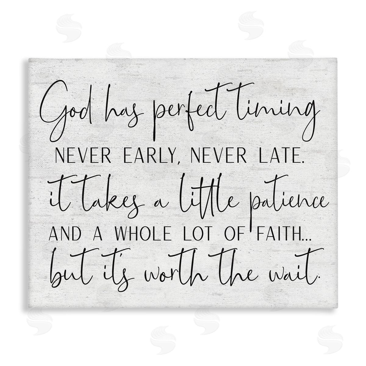 Lettered and Lined Inspirational Patience Quote Religious Script Birch Pattern Stretched Canvas Wall Art Print