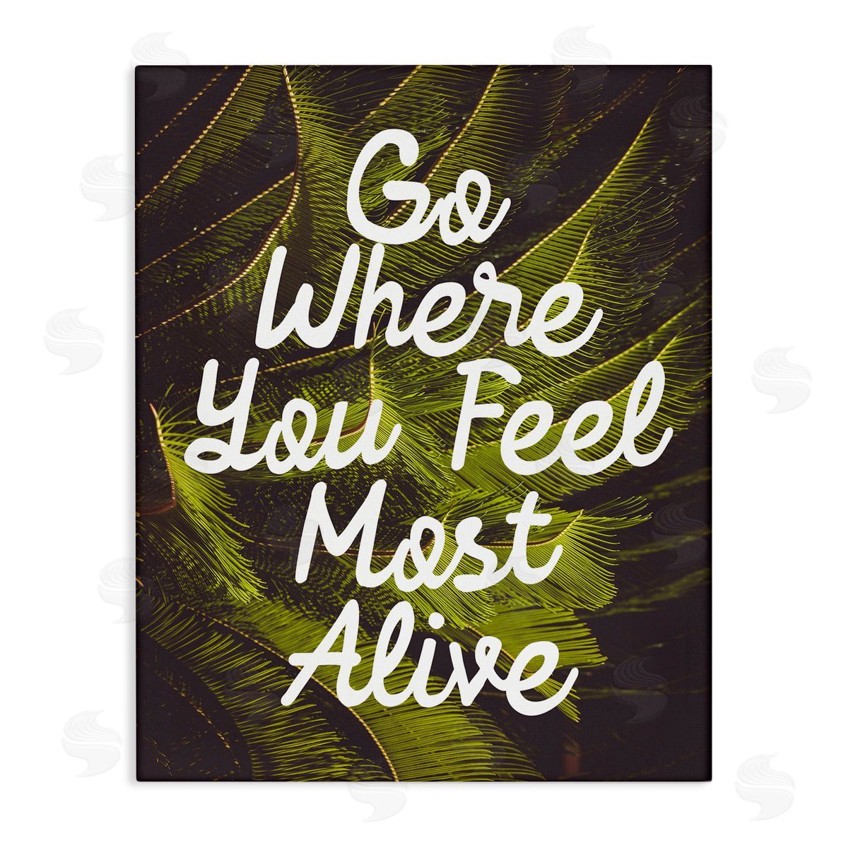 Stupell Studio Encouraging Life Calligraphy Quote Botanical Plant Leaf Stretched Canvas Wall Art Print