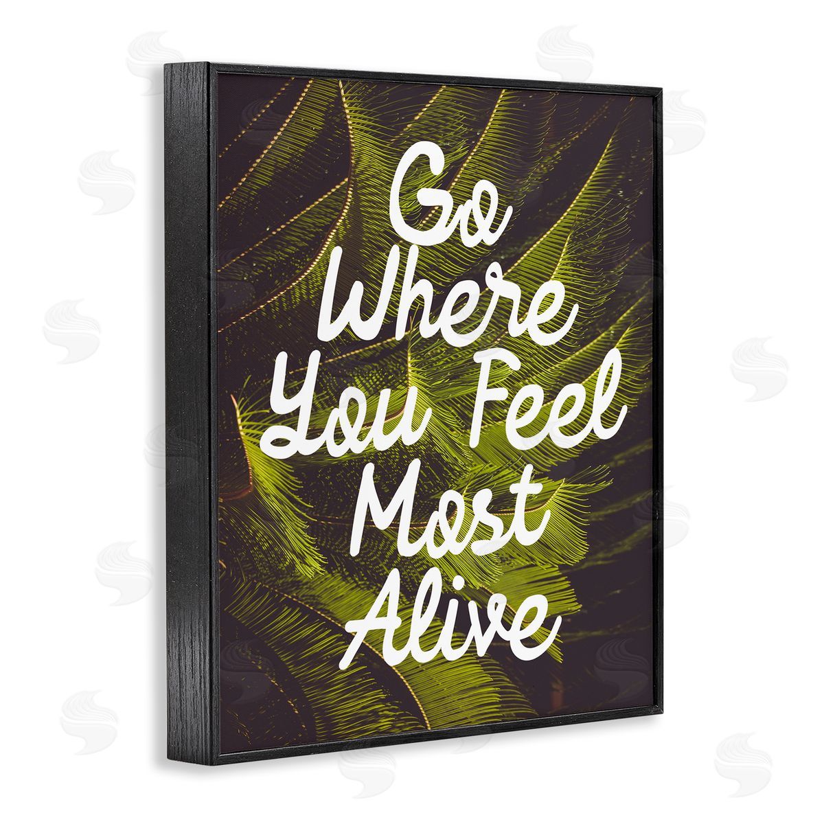 Stupell Studio Encouraging Life Calligraphy Quote Botanical Plant Leaf Black Framed Giclee Wall Art Print