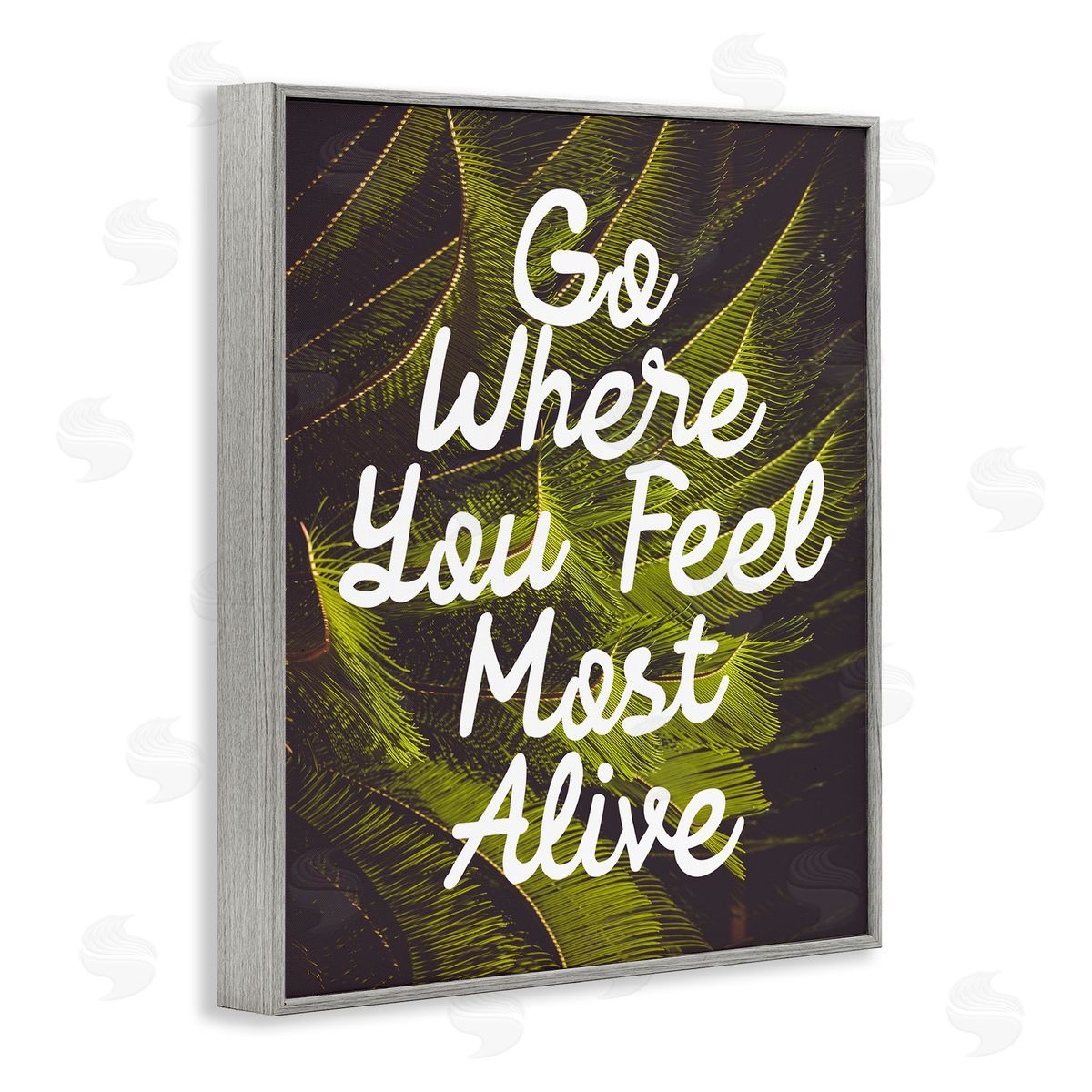 Stupell Studio Encouraging Life Calligraphy Quote Botanical Plant Leaf Gray Framed Giclee Wall Art Print