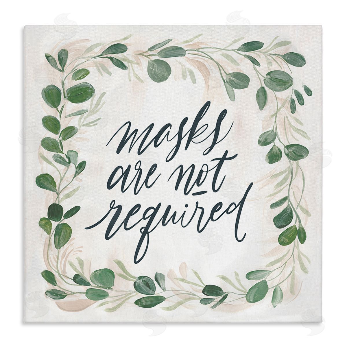 Caverly Smith Masks Not Required Floral Leaves Botanical Border Stretched Canvas Wall Art Print