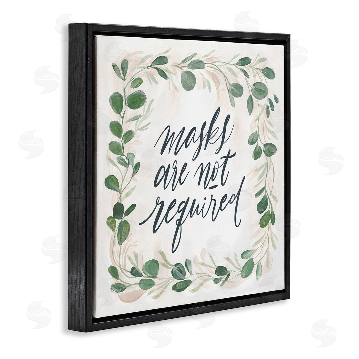 Caverly Smith Masks Not Required Floral Leaves Botanical Border Black Floating Frame Canvas Wall Art Print