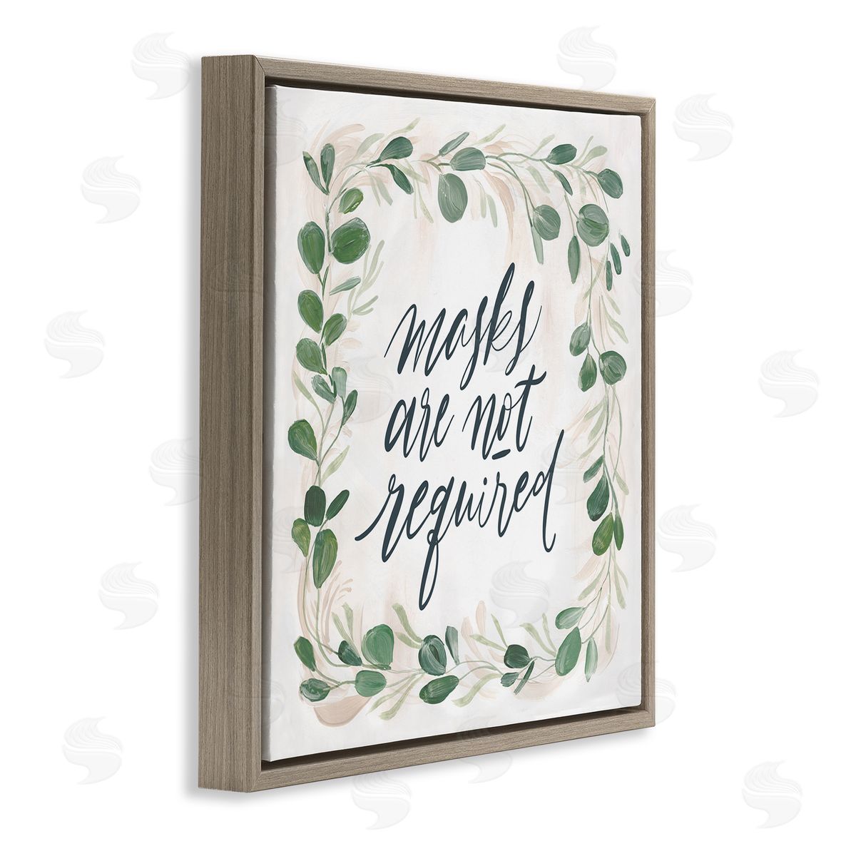 Caverly Smith Masks Not Required Floral Leaves Botanical Border Brown Floating Frame Canvas Wall Art Print