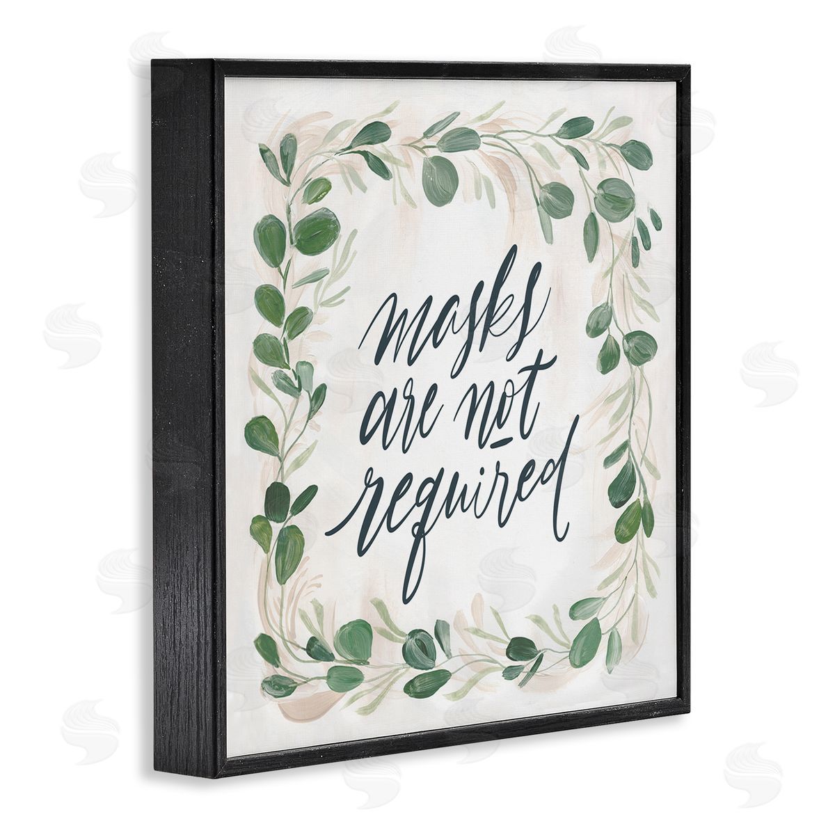 Caverly Smith Masks Not Required Floral Leaves Botanical Border Black Framed Glicee Wall Art Print