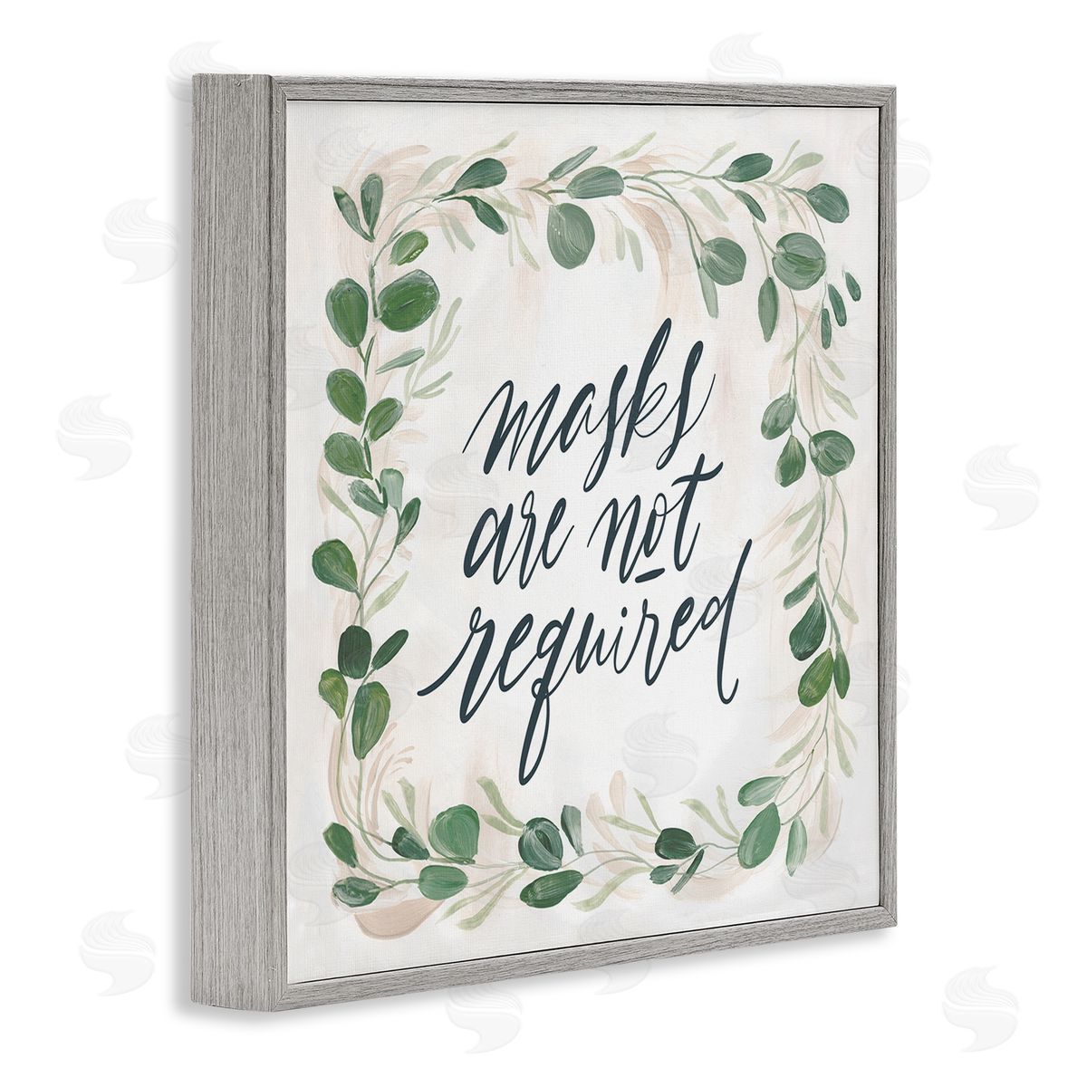 Caverly Smith Masks Not Required Floral Leaves Botanical Border Gray Framed Glicee Wall Art Print