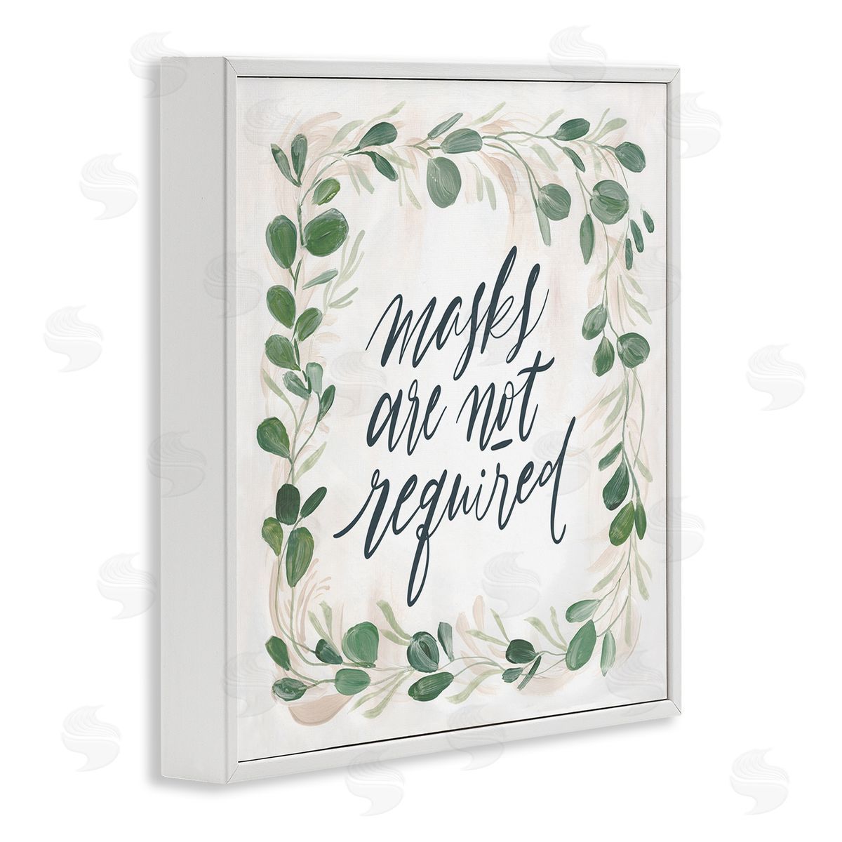 Caverly Smith Masks Not Required Floral Leaves Botanical Border White Framed Glicee Wall Art Print