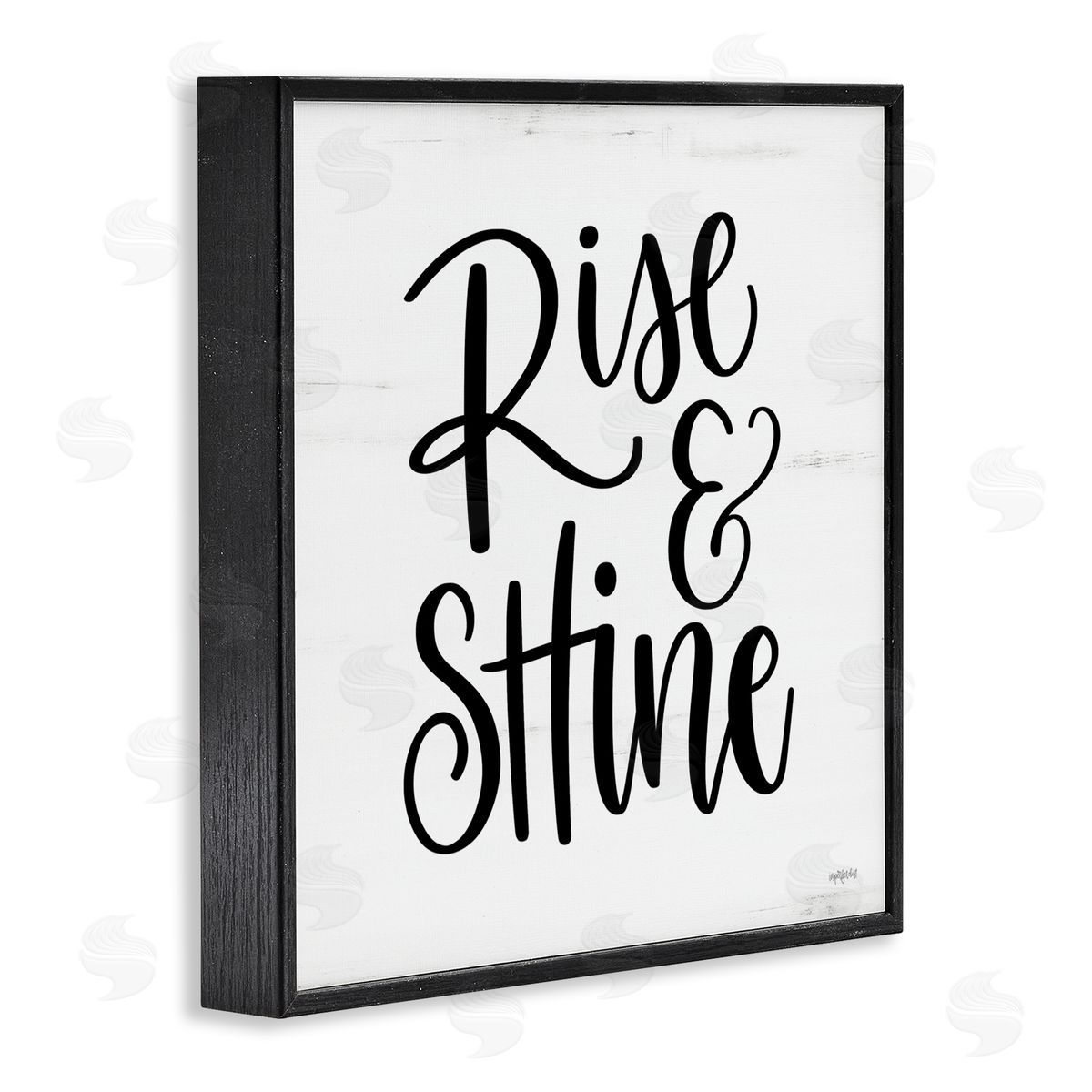 Imperfect Dust Rise & Shine Calligraphy Script Rustic Birch Pattern Black Framed Glicee Wall Art Print