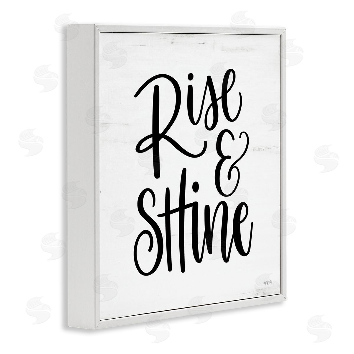 Imperfect Dust Rise & Shine Calligraphy Script Rustic Birch Pattern White Framed Glicee Wall Art Print