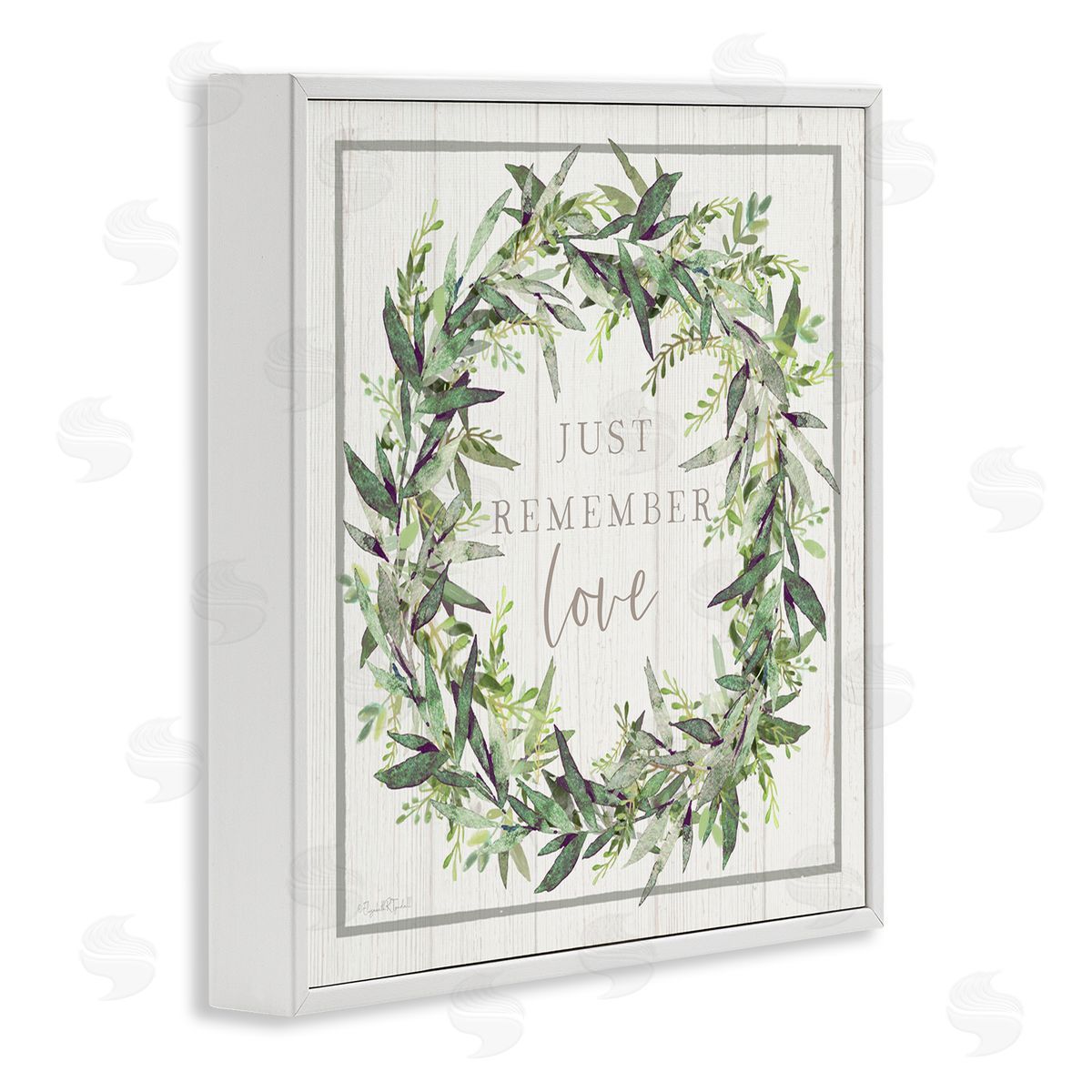 Elizabeth Tyndall Just Remember Love Phrase Botanical Wreath Border  White Framed Glicee Wall Art Print