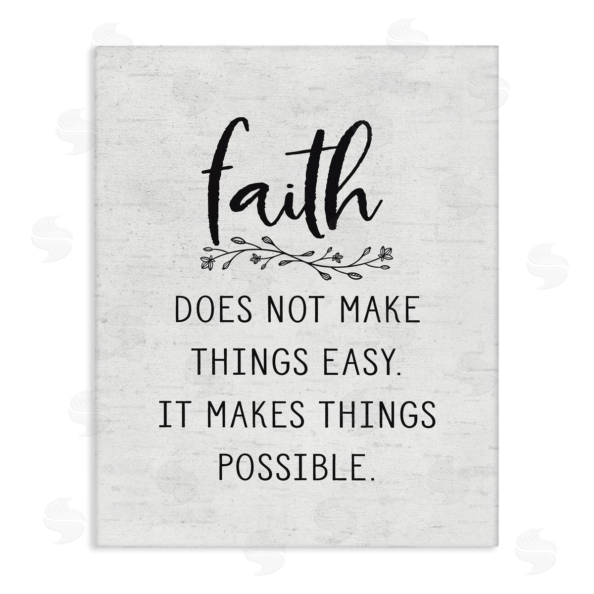 Lettered and Lined Encouraging Faith Quote Rustic Botanical Sprig Stretched Canvas Wall Art Print