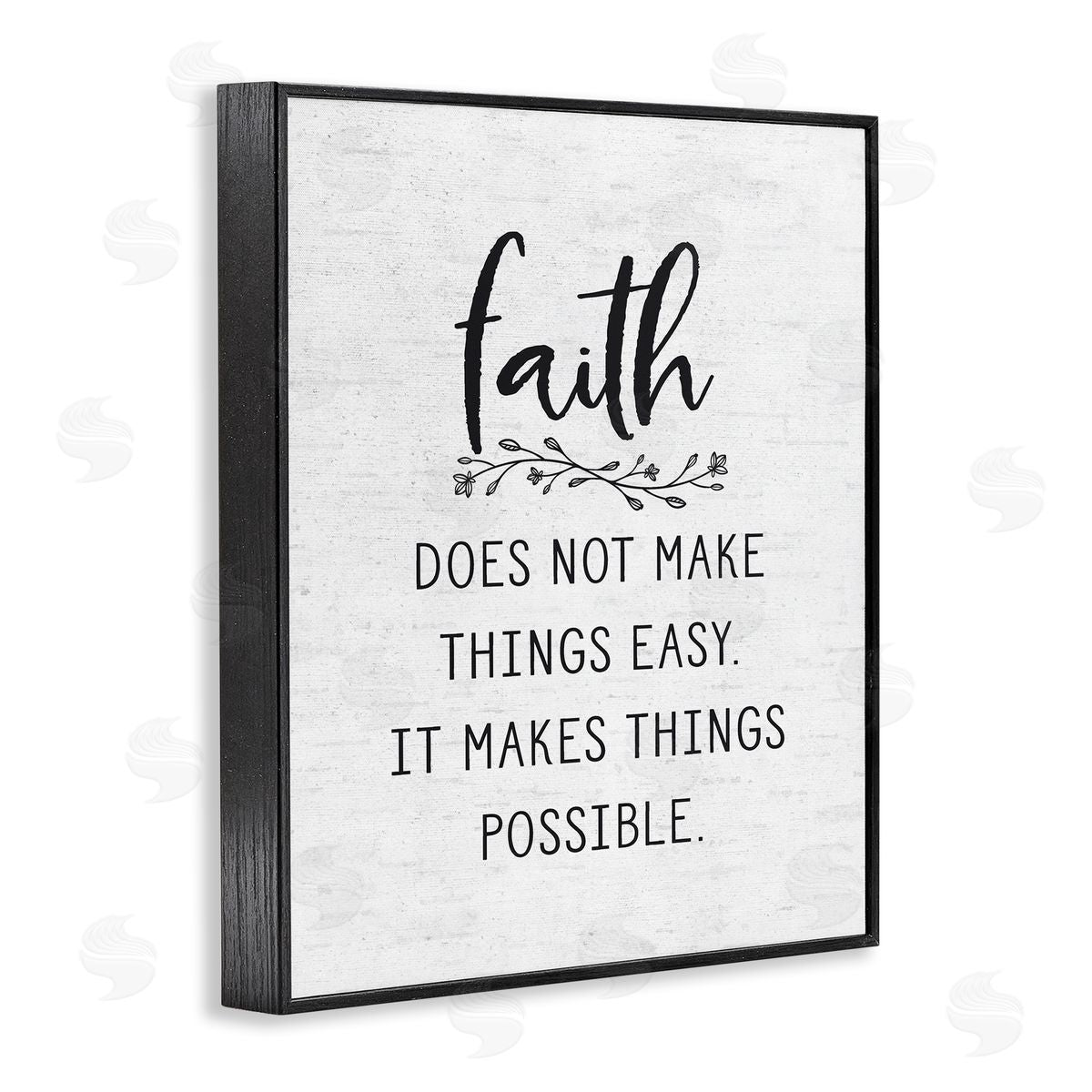 Lettered and Lined Encouraging Faith Quote Rustic Botanical Sprig Black Framed Giclee Wall Art Print