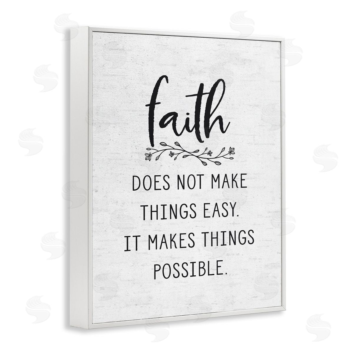 Lettered and Lined Encouraging Faith Quote Rustic Botanical Sprig White Framed Giclee Wall Art Print