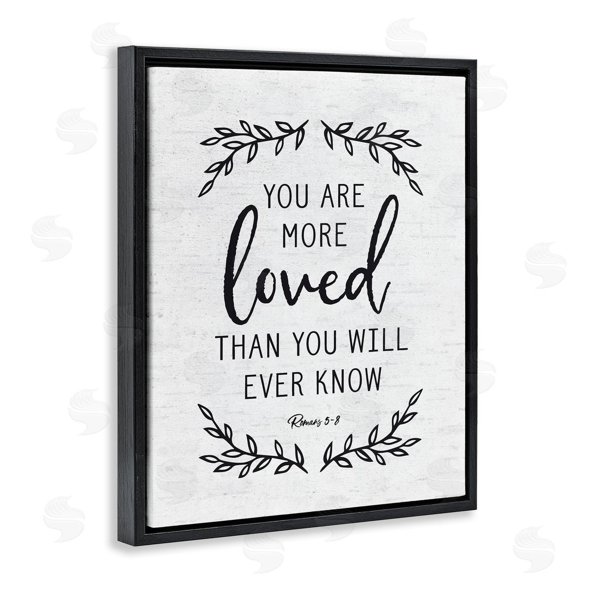 Lettered and Lined You Are Loved Bible Verse Scripture Religious Quote Black Floating Frame Canvas Wall Art Print