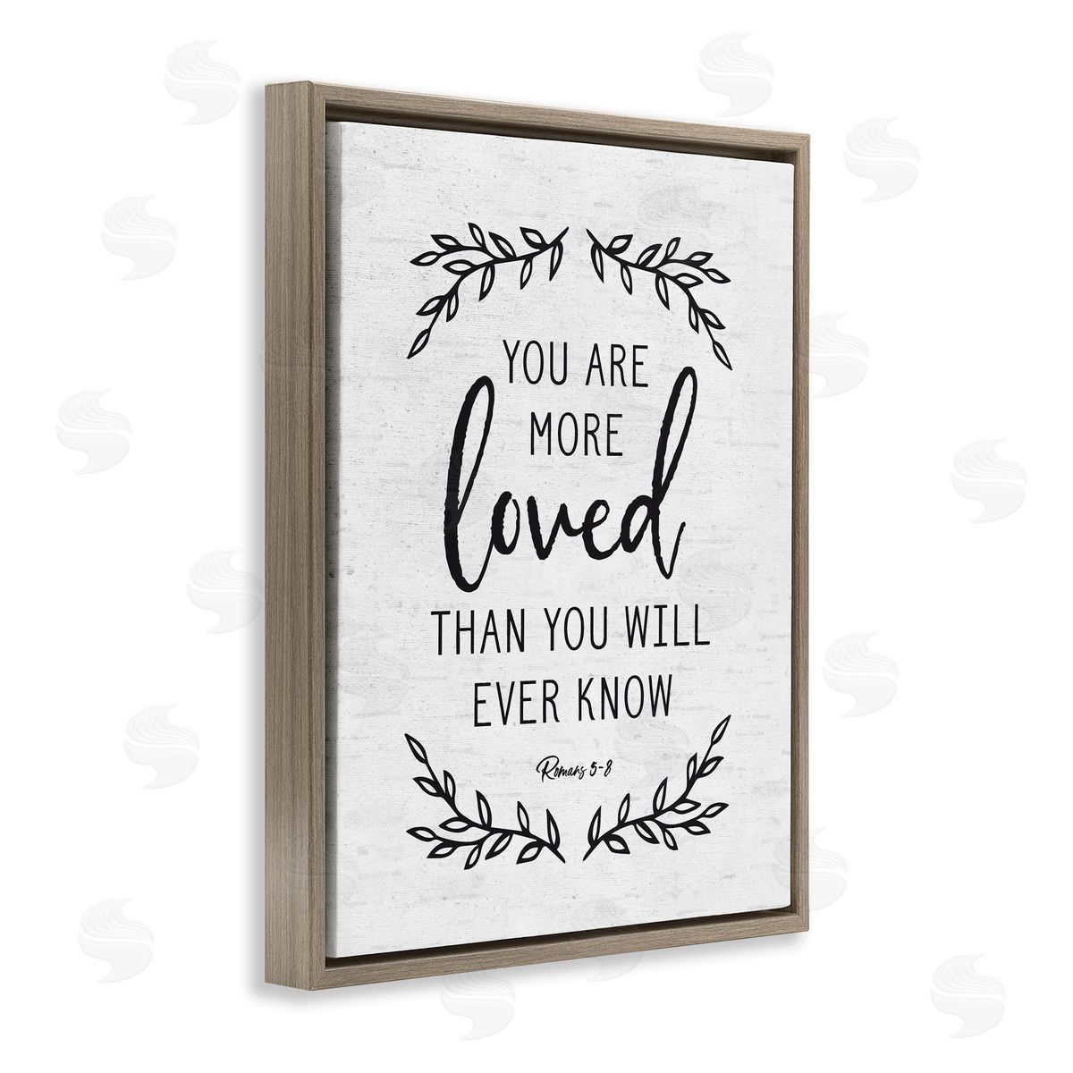 Lettered and Lined You Are Loved Bible Verse Scripture Religious Quote Brown Floating Frame Canvas Wall Art Print