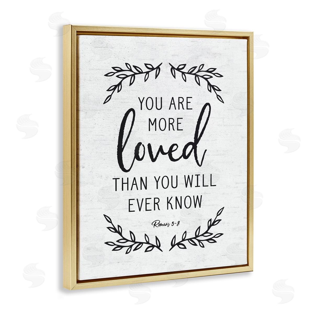 Lettered and Lined You Are Loved Bible Verse Scripture Religious Quote Gold Floating Frame Canvas Wall Art Print