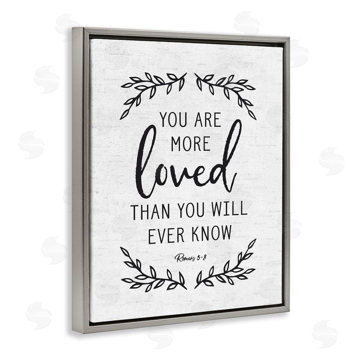 Lettered and Lined You Are Loved Bible Verse Scripture Religious Quote Gray Floating Frame Canvas Wall Art Print