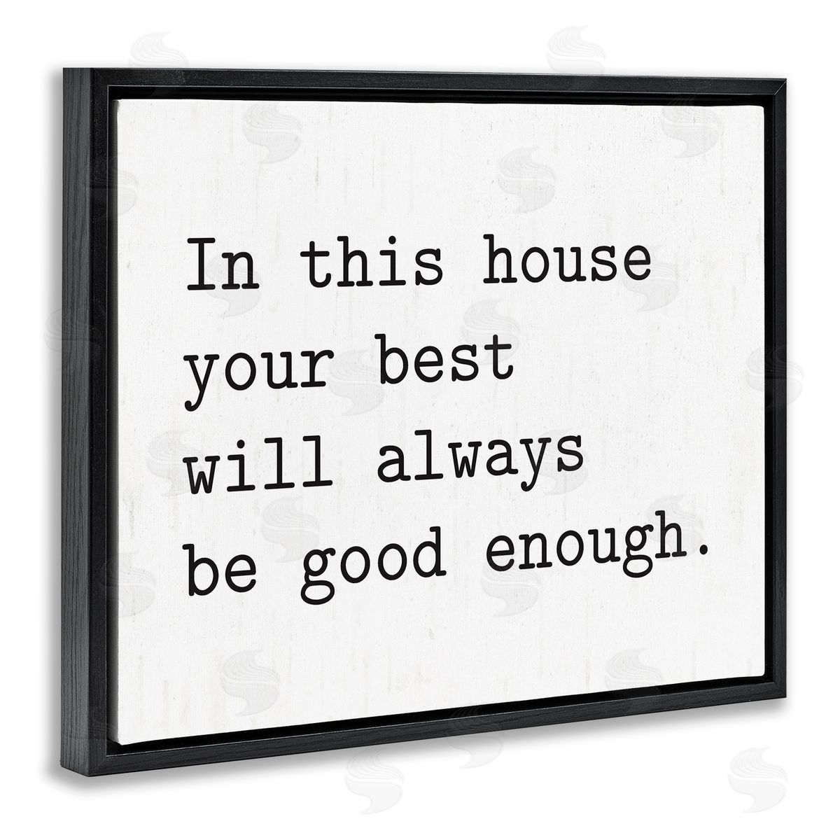 Lettered and Lined In This House Encouraging Family Quote Sign Black Floating Frame Canvas Wall Art Print