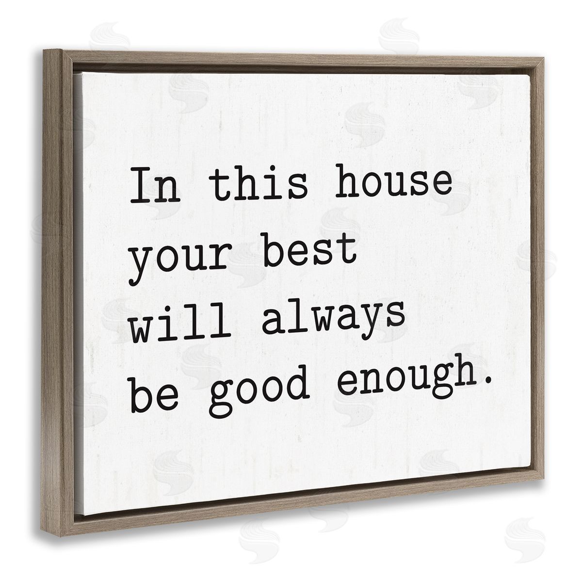 Lettered and Lined In This House Encouraging Family Quote Sign Brown Floating Frame Canvas Wall Art Print