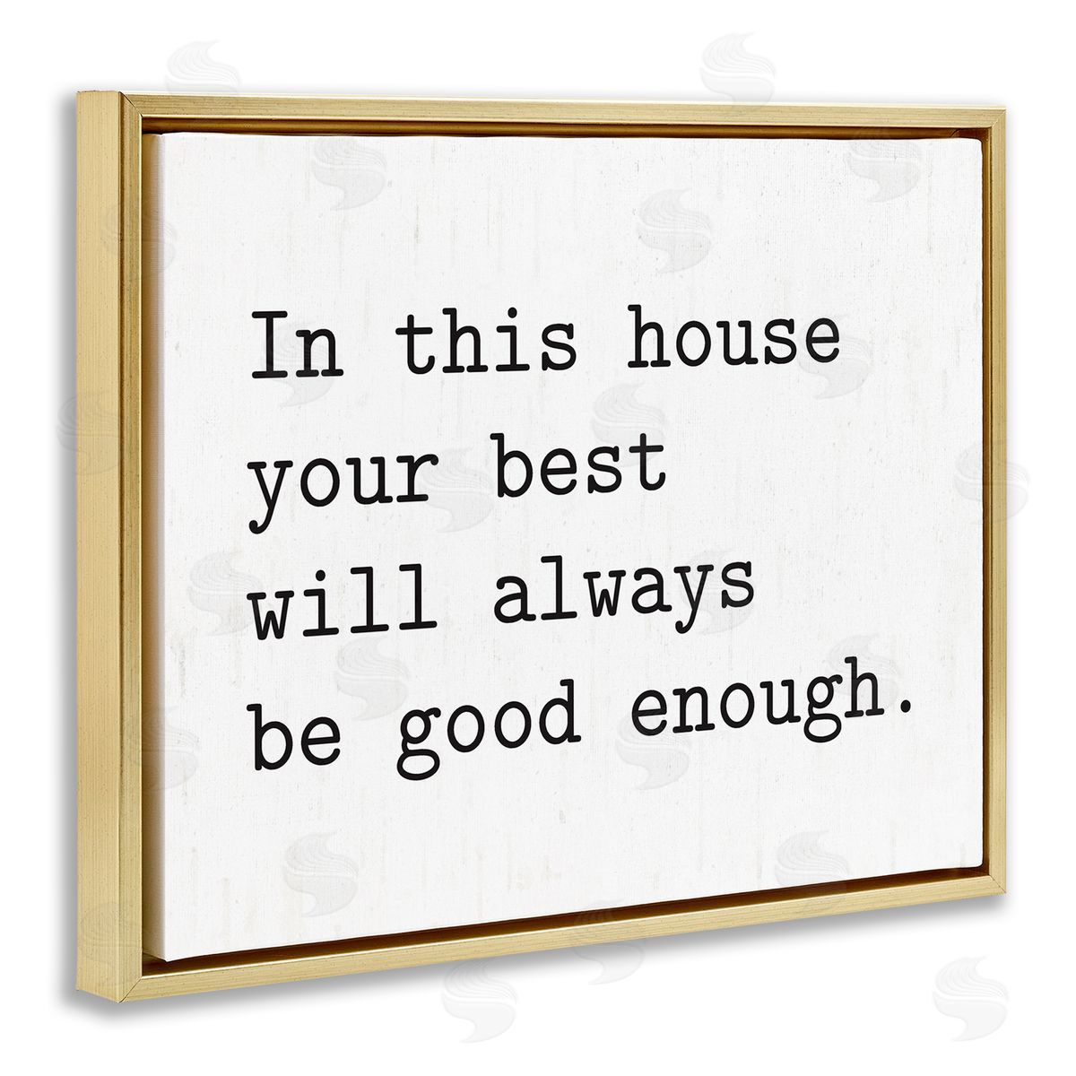 Lettered and Lined In This House Encouraging Family Quote Sign Gold Floating Frame Canvas Wall Art Print