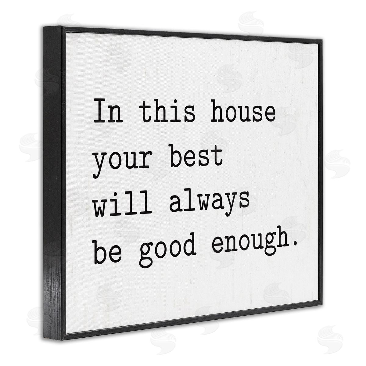 Lettered and Lined In This House Encouraging Family Quote Sign Black Framed Giclee Wall Art Print