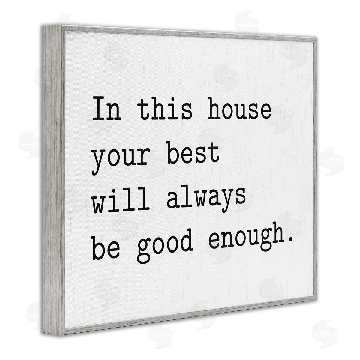 Lettered and Lined In This House Encouraging Family Quote Sign Gray Framed Giclee Wall Art Print