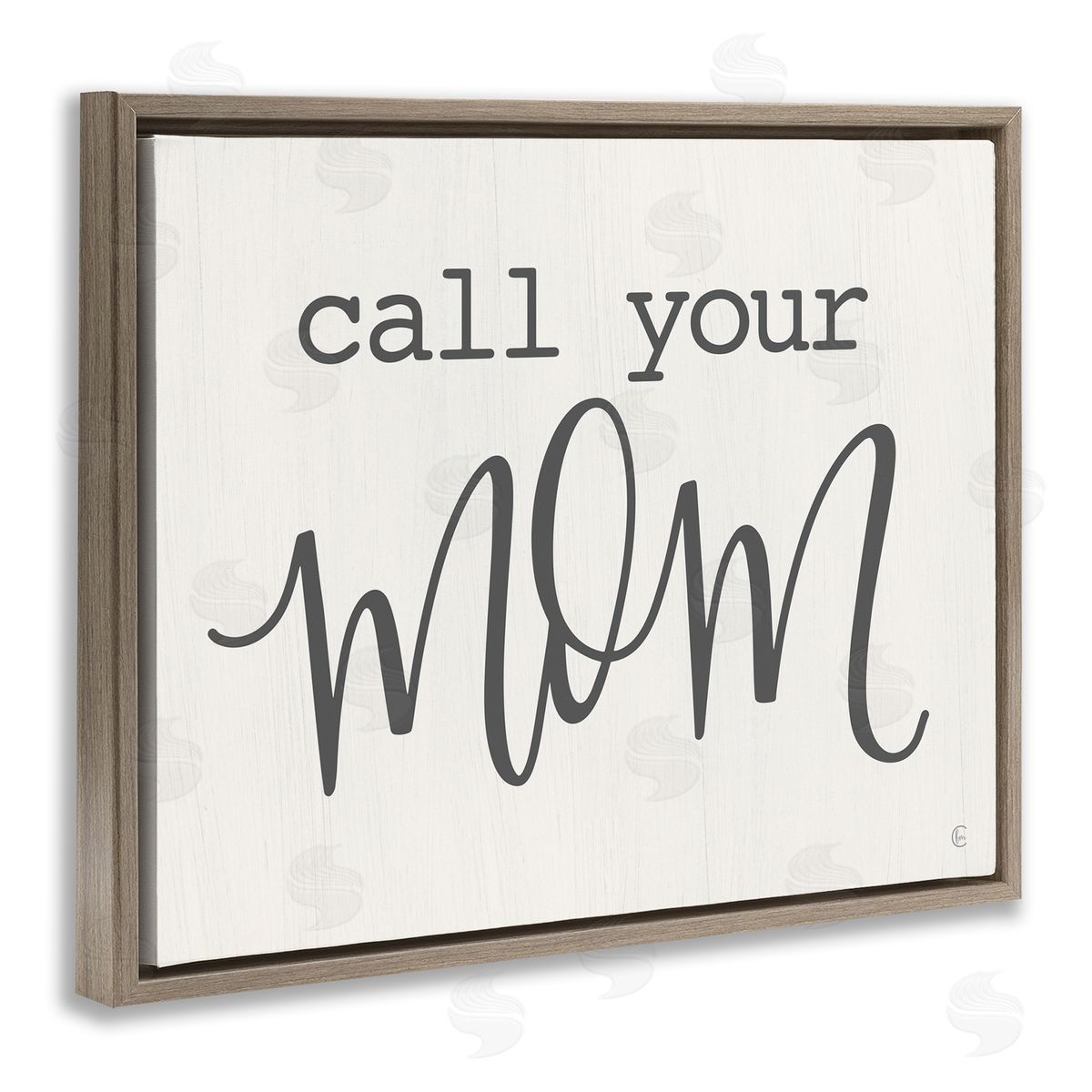 Fearfully Made Creations Call Your Mom Encouraging Casual Typography Phrase  Brown Floating Frame Canvas Wall Art Print