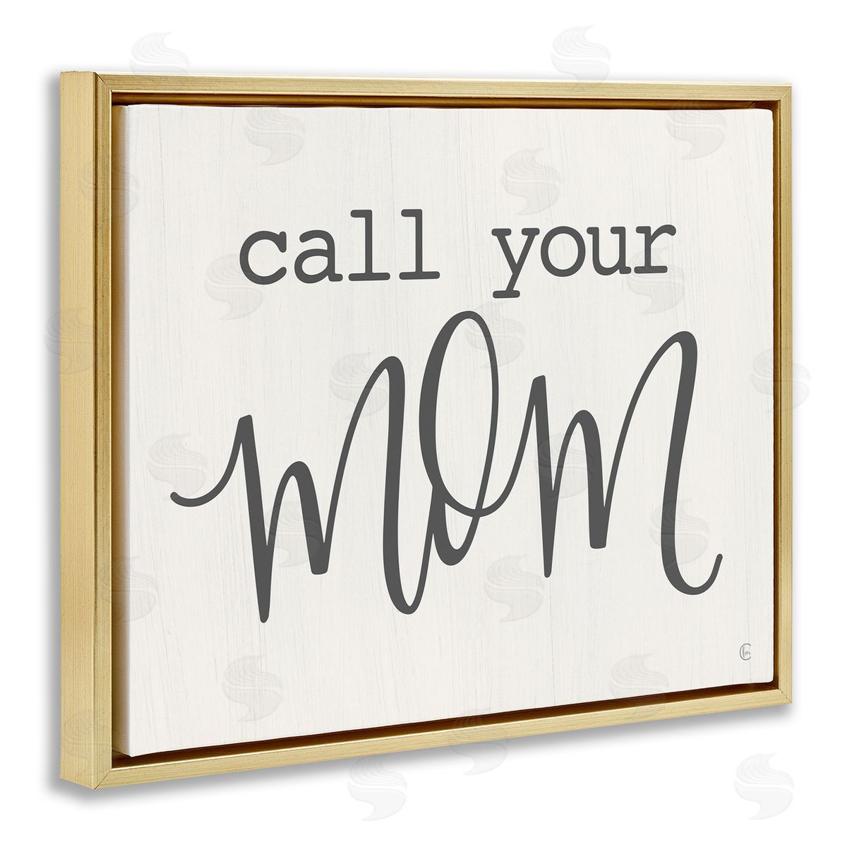 Fearfully Made Creations Call Your Mom Encouraging Casual Typography Phrase  Gold Floating Frame Canvas Wall Art Print