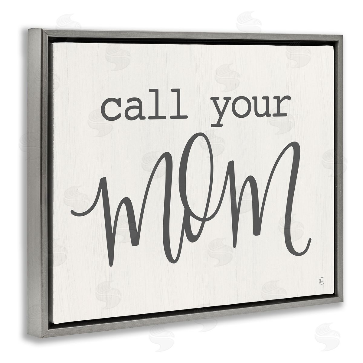 Fearfully Made Creations Call Your Mom Encouraging Casual Typography Phrase  Gray Floating Frame Canvas Wall Art Print