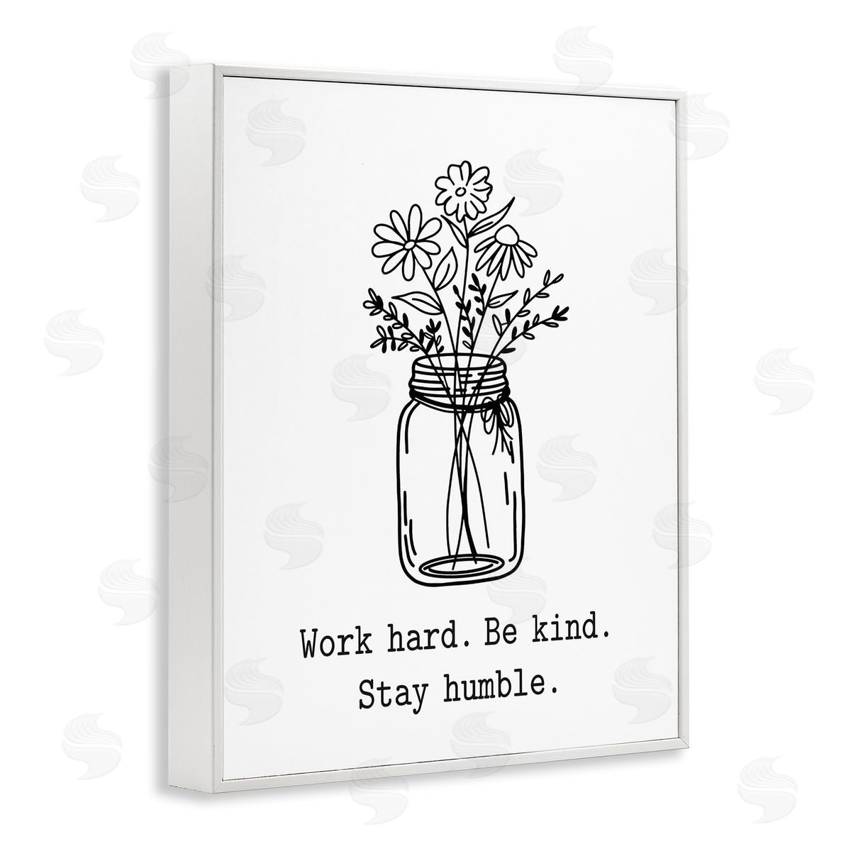 Lettered and Lined Stay Humble Casual Floral Line Doodle Bouquet  White Framed Giclee Wall Art Print